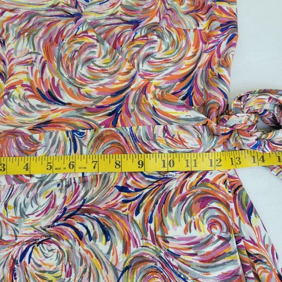COLLETTE DINNIGAN Wrap 100% Silk Wrap Dress Size Small Abstract Print Artsy - Picture 4 of 14